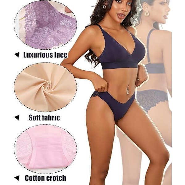 6-pack Sexiga Underkläder för Kvinnor Osynliga Trosor XL Combination C