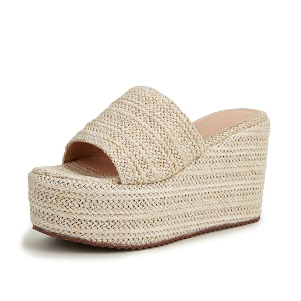 Plattform Slip on Espadrille Sandaler apricot 41