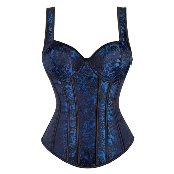 Halter-korsett i jacquardvev, gotisk punk-bustier, formende undertøy Blue 5XL