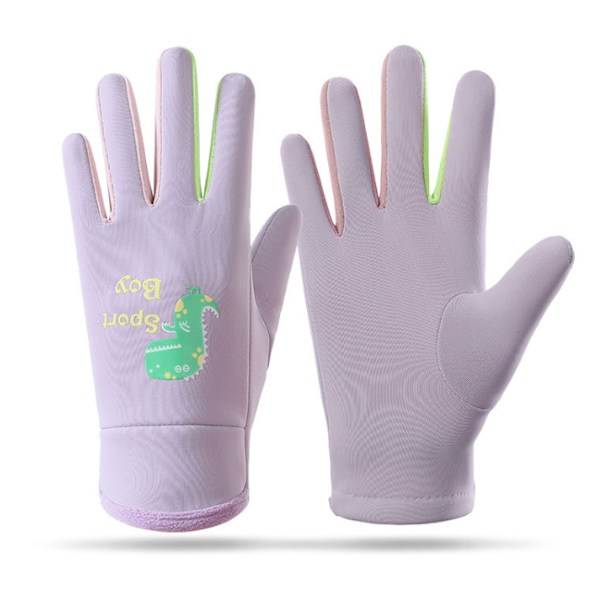 Barnens Vantar Cartoon Fluorescerande Utomhus Cykling Dinosaurie Varma Skidvantar purple 8-13 years old