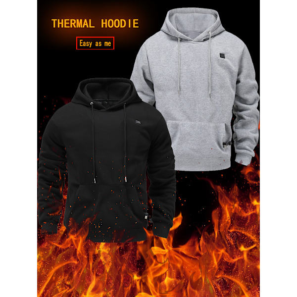Uppvärmd Hoodie för Unisex, Uppvärmd Tröja för Män och Kvinnor black XL