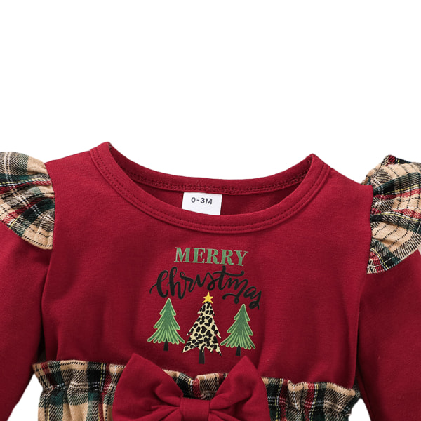 Baby Christmas Romper Jumpsuit Långärmad One-Piece Santa Xmas kläder 12-18M