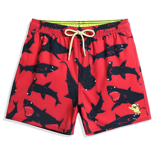 Guttes Hawaii Badedrakt - Badebukser for gutter - Svømmeshorts - Badetøy Red 2 XL