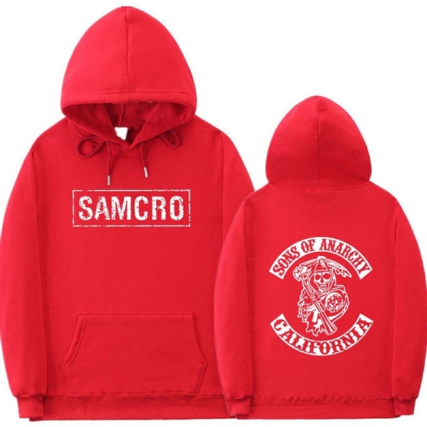 Sons Of Anarchy Samcro Hoodie Dubbelsidigt print Hoodie Shirt Top Red L
