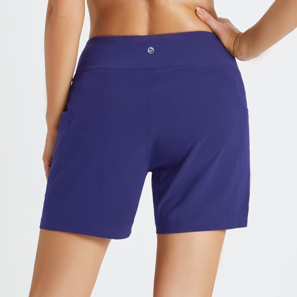 Kvinnors Snabbtorkande Badshorts med Hög Midja Blue XL