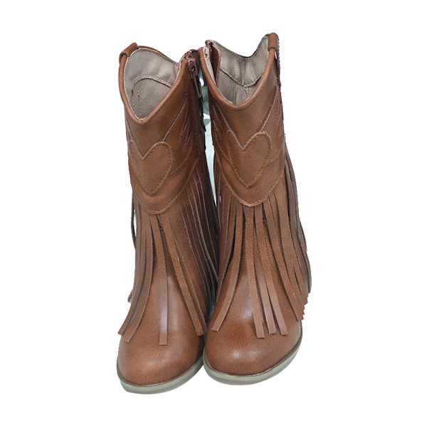 Cowgirl-tyyliset nahkasaappaat pienille tytöille talveksi brown sizse7
