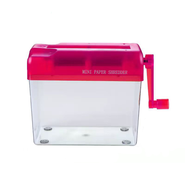 Bærbar Mini Shredder Manuell Papir Shredder Papirkutter For Kontor Skole Hjem Pink