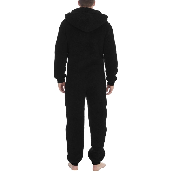 Jumpsuit för män gosig rolig lång pyjamas vinter varm plysch jumpsuit Black(Man) M
