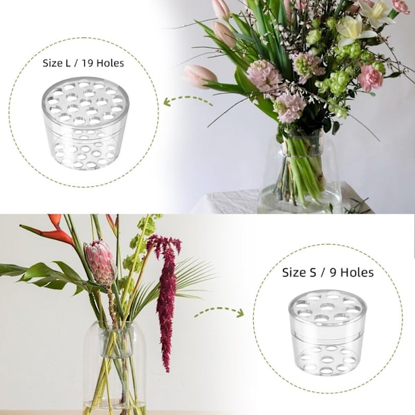 Spiral Ikebana Stjälkhållare, Set om 2 Spiral Stjälkhållare för Blommor Grey