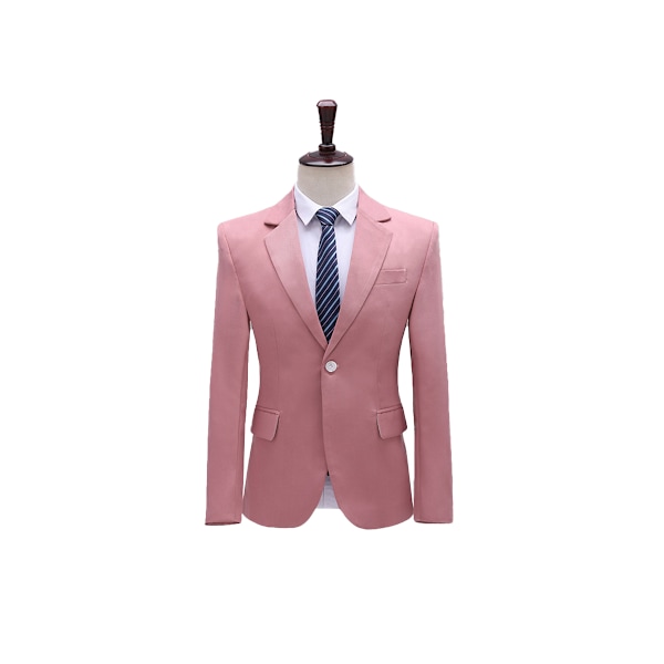 Herre 2-delt Suit Slim Fit Business Bryllup Fest Tuxedo Suits pink S