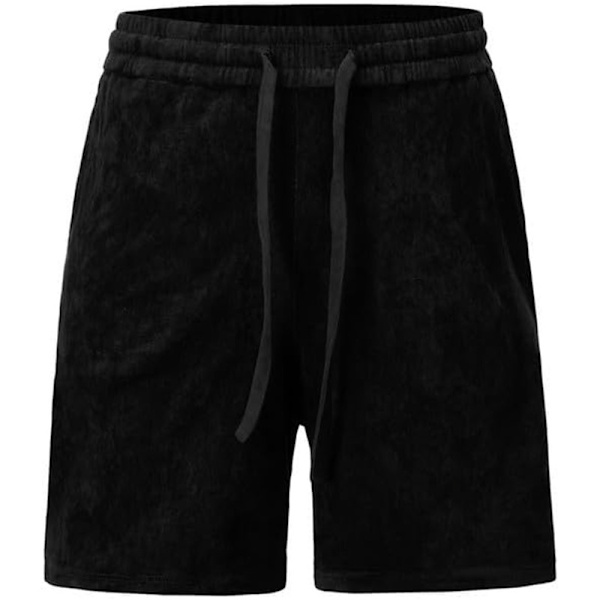 Miesten 2-osainen 80- ja 90-luvun samettitrenssipuvut, rento lyhythihainen samettipuserosetti Black XL