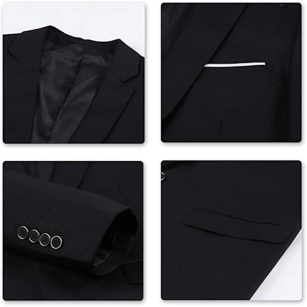 Herre Slank Pasform 2-delt Business Suit, Jakke, Bukser black XXXL