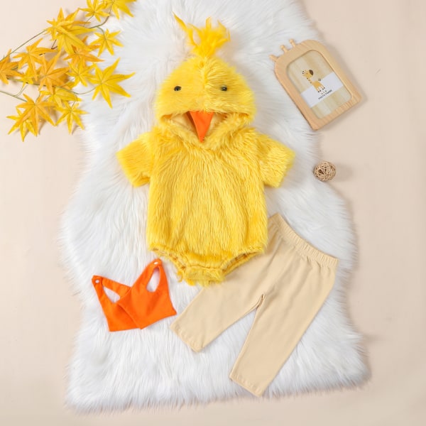 Toddler Chicken Costume Baby Chicken Hat Jumpsuit Kostym för småbarn Baby Kids 90cm