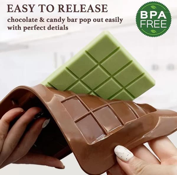 4 stk. Chokoladebarforme i Silikon - Til Fondant, Kaffe m.m.