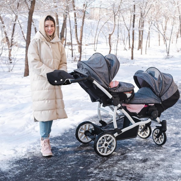 Fleece Barnvagn Hand Muff, Vinter Anti-Freeze Handskar för Baby