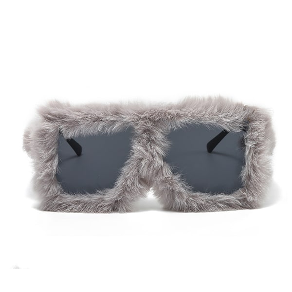 Kvinners Fuzzy Square Cat Eye Solbriller Fest Maskerade Disco Briller Grey