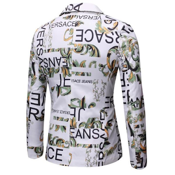 Herrkostym Kavaj Blommig Tryckt Casual Blazer Sportrock white M