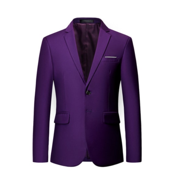 Herrejakkesæt Regular Fit Mænd En-Knaps Blazer Bukser Sæt til Mænd Bryllup Forretning Formelle Sæt Purple 6XL