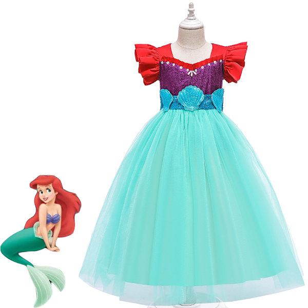 Babyflicka Sjöjungfru Sundress Sjöjungfru Prinsessa Tulleklänning Sekvenser Tutu Klänning Kjol 100cm