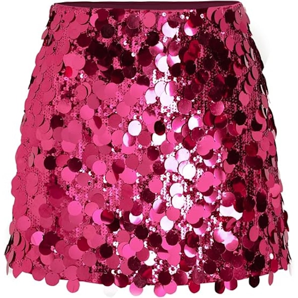 Sequin Skjørt for Kvinner - Glitter, Stretch, Bodycon, Mini, Fest pink M