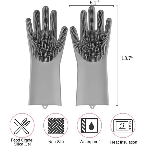 Opvaskhandsker i Magic Silikon Gummi - Opvaskhandsker i Silikon grey