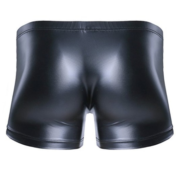 Sexiga herrars låga midja i konstläder boxarshorts tryckknapp med utbuktande påse XL