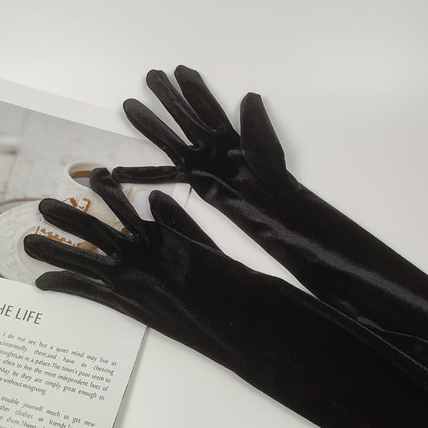Partyhandskar 20-tal Flapper Gatsby-accessoarer Sammet black