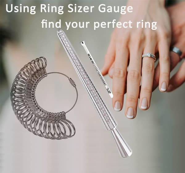 3 stk Ringstikk Måleverktøysett, Ringmålere med Fingerstikk Mandrel UK