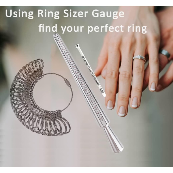 3st Ring Sizer Mätverktyg Set, Ring Mätare med Finger Sizer Dorn US