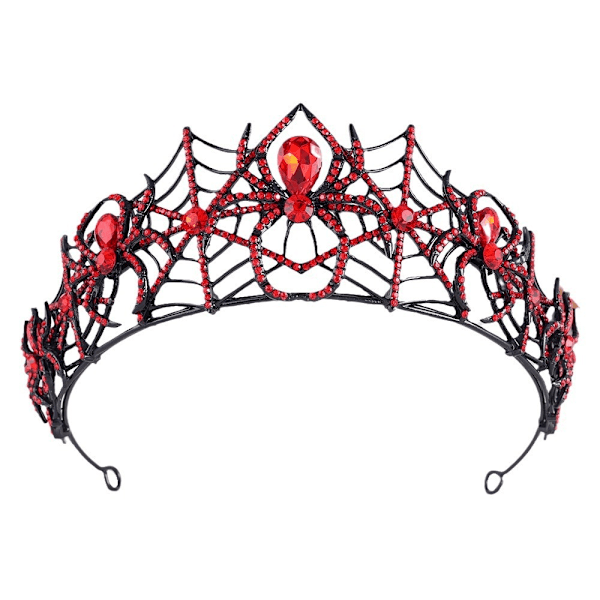 Vintage Edderkoppe Krystal Kroner til Kvinder Pige Tiara Hovedbånd Halloween red