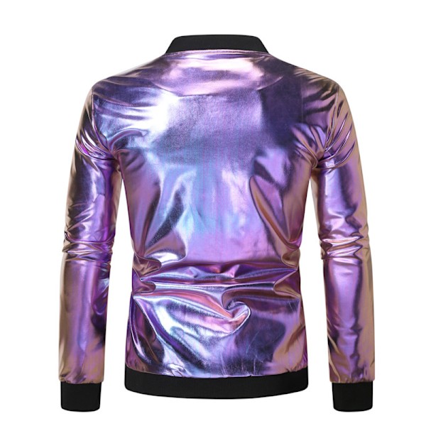 Metallisk jakke for menn 70-talls Disco Party Varsity-jakke purple M