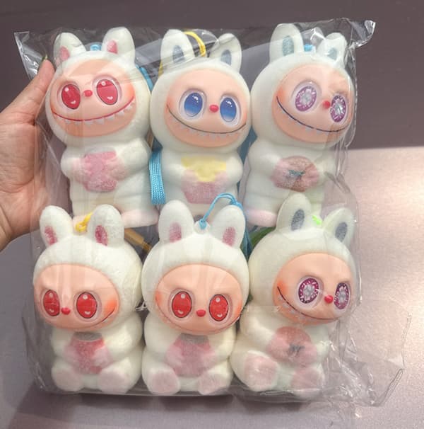 6-pack Vinylfigur Squishy Leksaker Långsamt Stigande Stressleksak White