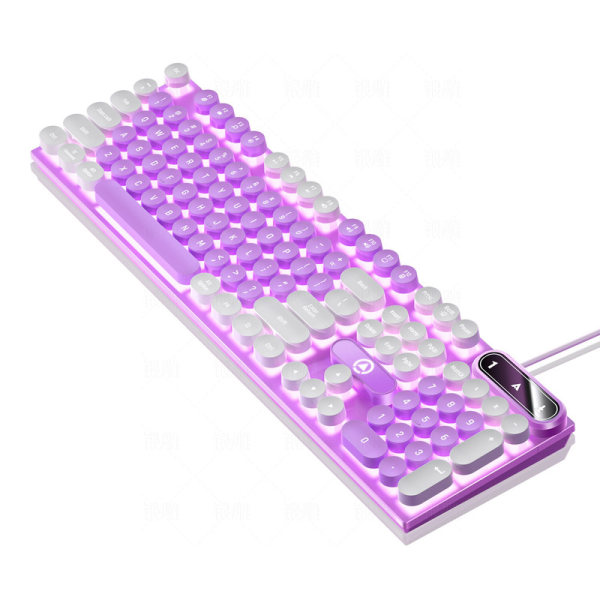Mekaniskt spelbart tangentbord med vit bakgrundsbelysning Purple&White