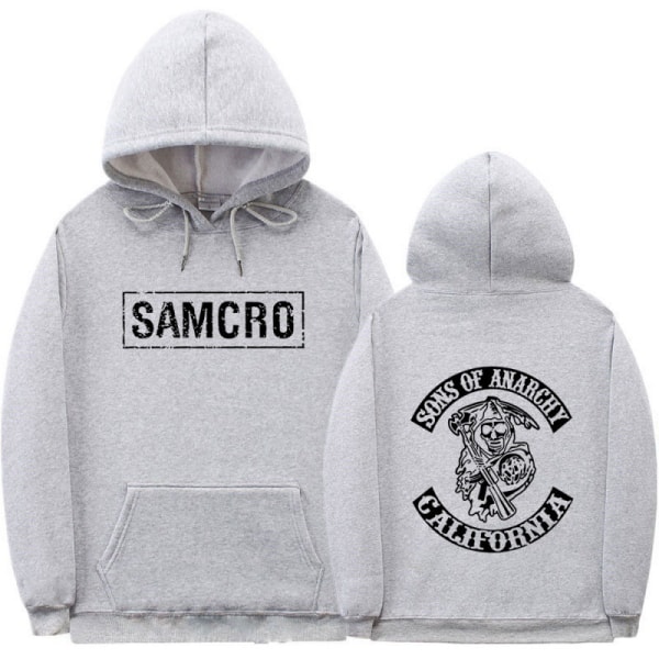 Sons Of Anarchy Samcro Hoodie Dubbelsidigt print Hoodie Shirt Top Gray L