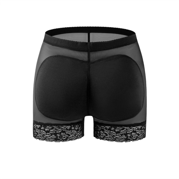 Kvinnors höftformare rumplyftare, höftförstärkare vadderade underkläder Shapewear, spetsdyna kontroll kroppsformare Black M