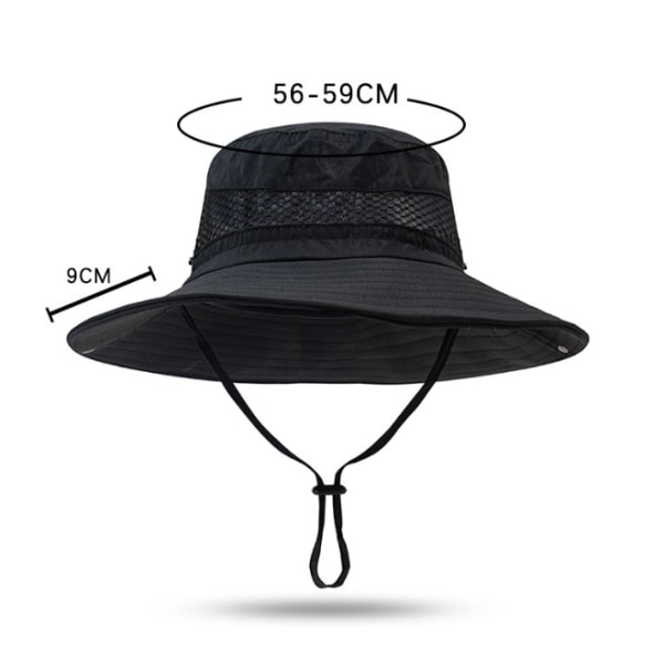 Solhatt for menn Sommerhatt Bredbremmet Pakkbar Cowboyhatt Vandring Fiskehatter Black