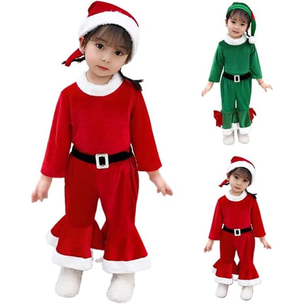 Julekostume til Piger - Julemandskostume til Piger red 140cm