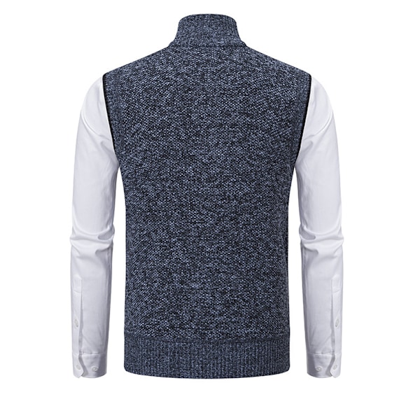 Mænds Fuldt Lynlås Polar Fleece Vest, Vintervarm Strikket Trøjevest blue L