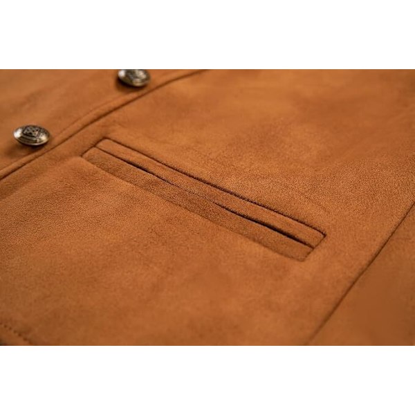 Herrar Kostym Mocka Dubbelknäppt Väst brown 2XL