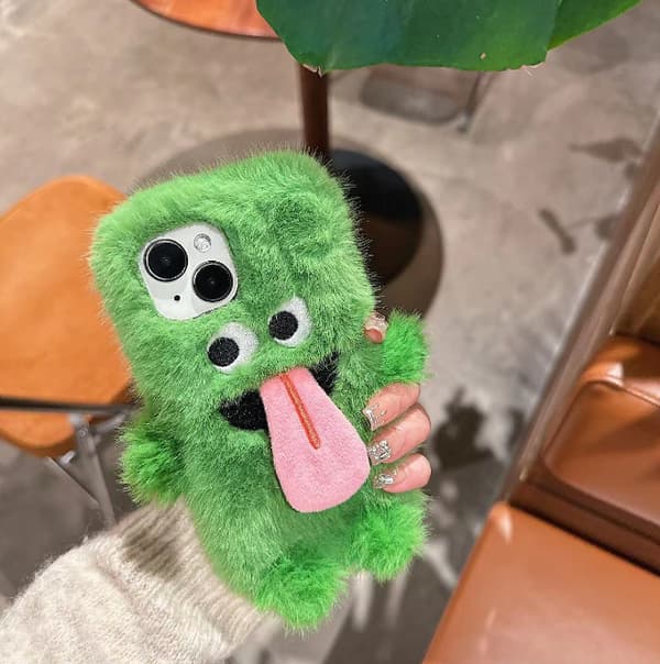 Läskig Monster-Telefonfodral i Silikon med Utråkad Tunga för iPhone 15 green iPhone15plus