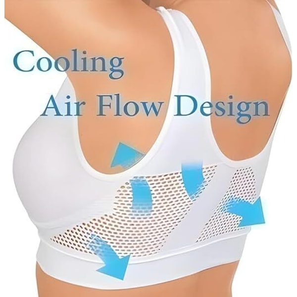 Hengittävä Cool Liftup Air Bra, Mukava Mesh-Urheilurintaliivi Naisille White S