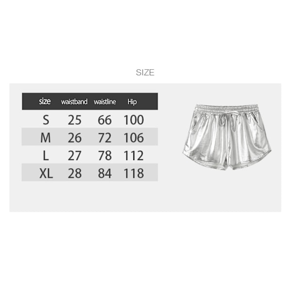 Metallic shorts för kvinnor, sommarglittrande, heta outfit, blanka korta byxor gold M