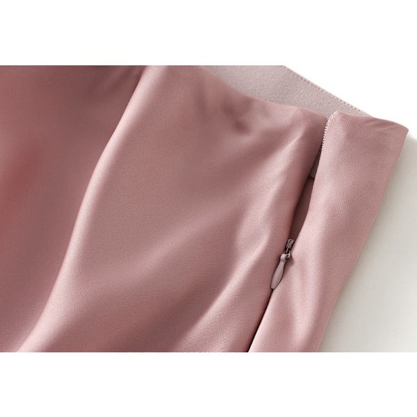 2 st Kvinnors Satinskjort, Hög Midja, Långa Kjolar för Kvinnor pink S