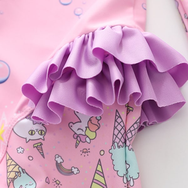 Jente-badeantrekk med lang erme, mermaid-design og rynker, UV-beskyttelse Color 2 4XL