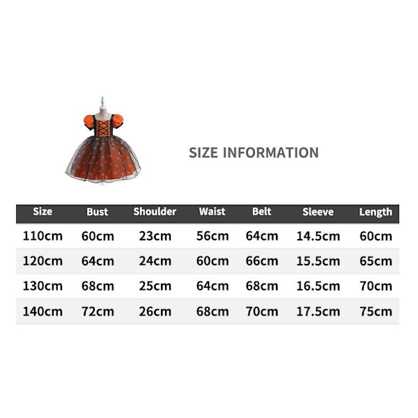Jente Halloween Forkledd Barn Gresskartrykk Heksedrakt 140cm