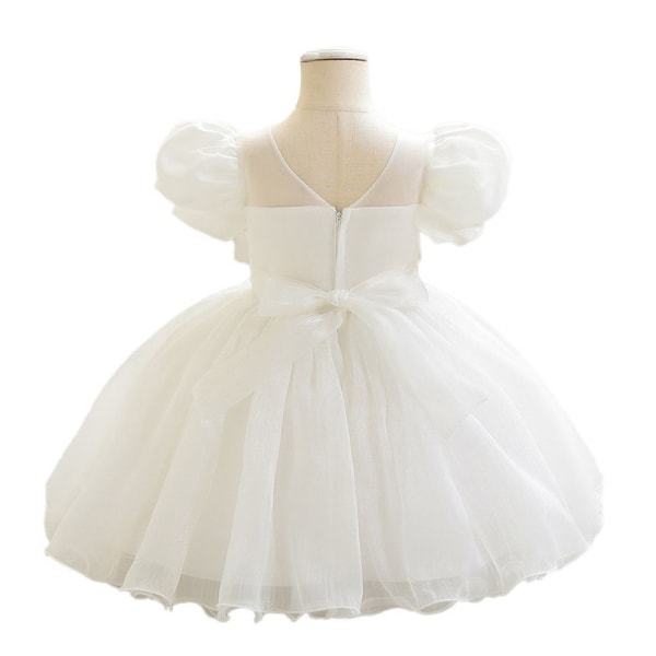 Jentedress til bursdagsfest, kommunionsfest, prinsessekjole White 80cm