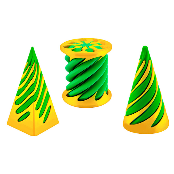 3 Pakker Umulige Kegler, Spiralkegle Fidget Legetøj Umulig Pyramide Gennemtrængning Legetøj yellow