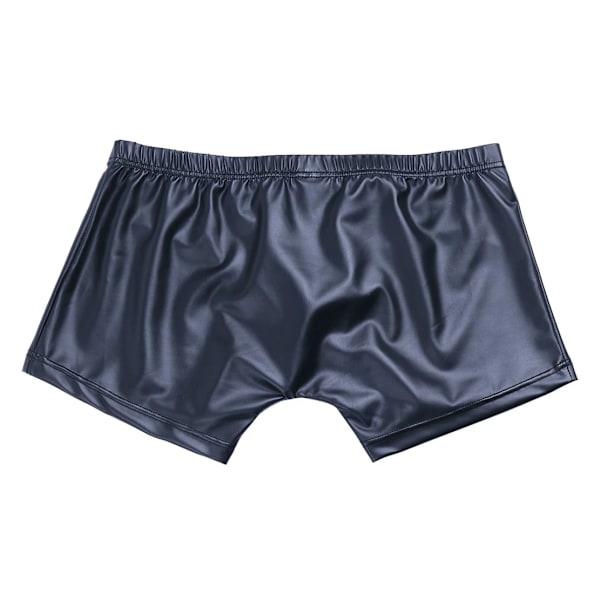 Sexiga herrars låga midja i konstläder boxarshorts tryckknapp med utbuktande påse XL