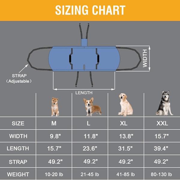 Løfte Sele til Hunde til Bagben, Bærbar Hundeslynge til Store Hunde til Støtte af Bagben blue XL（78*35CM）