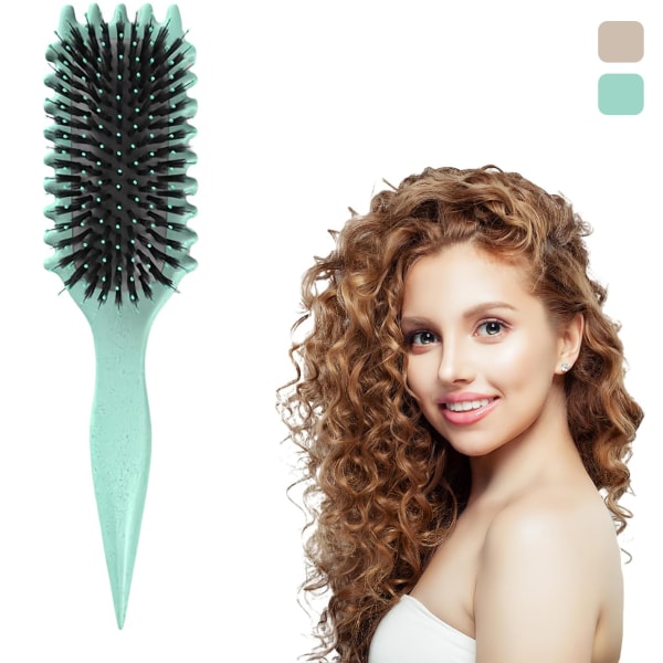 Curl Hair Defining Brush, Boar Bristle Curly Hair Brush green